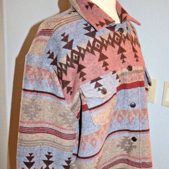 Women's Aztec Print Shacket Jacket XXL  Multicolor Casual Western Casual - Picture 4 of 16